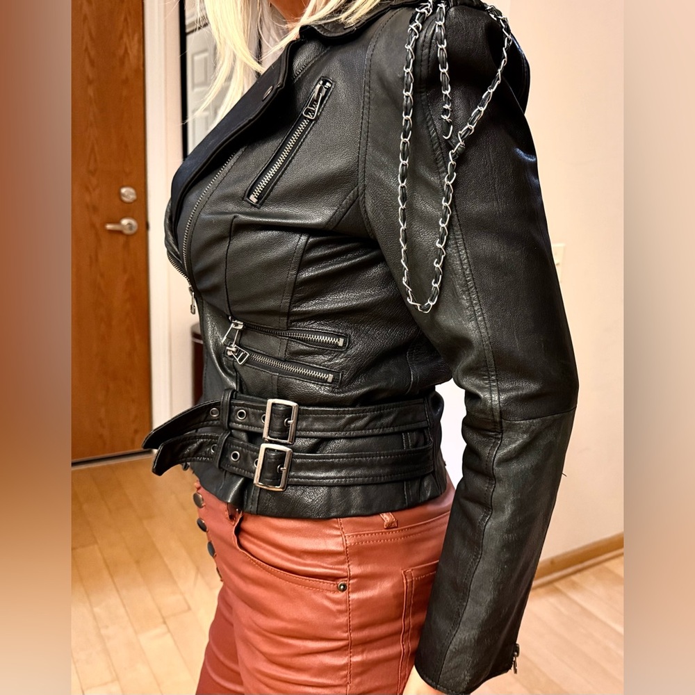 BALMAIN Runway Black Leather Biker Moto Chain Jacket 2009 Look #3 Y2K Goth Rock - Picture 2 of 16
